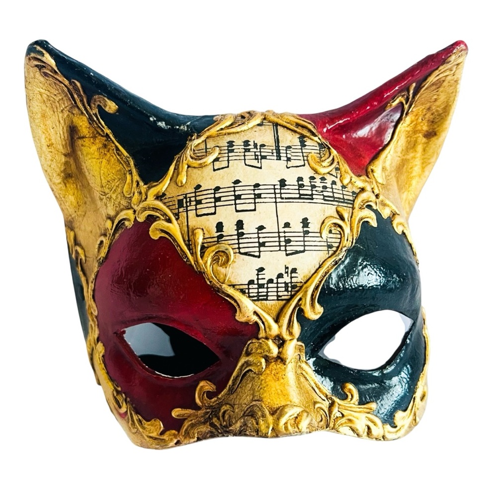 Venetian Handmade Paper Mache Mardi Gras Cat Masquerade Mask